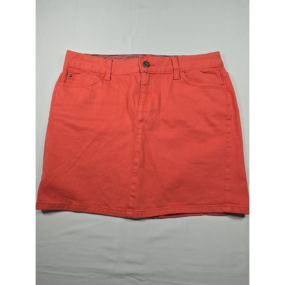 Tommy Hilfiger Womens Coral Pink Denim Mini Skirt Size 4 Casual Fiveโ Pocket